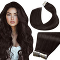 LaaVoo Hair Extensions Tape in Real Hair Tape in Hair Extensions Human Hair Darkest Brown Tape on Extensions Silky Straight Hair 24Inch 40pcs 100g