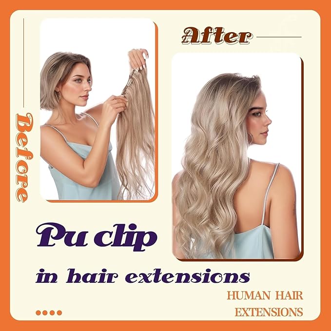 Full Shine Hair Extensions Clip in 22 Inch Seamless Hair Extensions Clip in Balayage Dark Brown Mix Platinum Blonde Remy Hair Extension Add Volume for Women 8 PCS 120 G