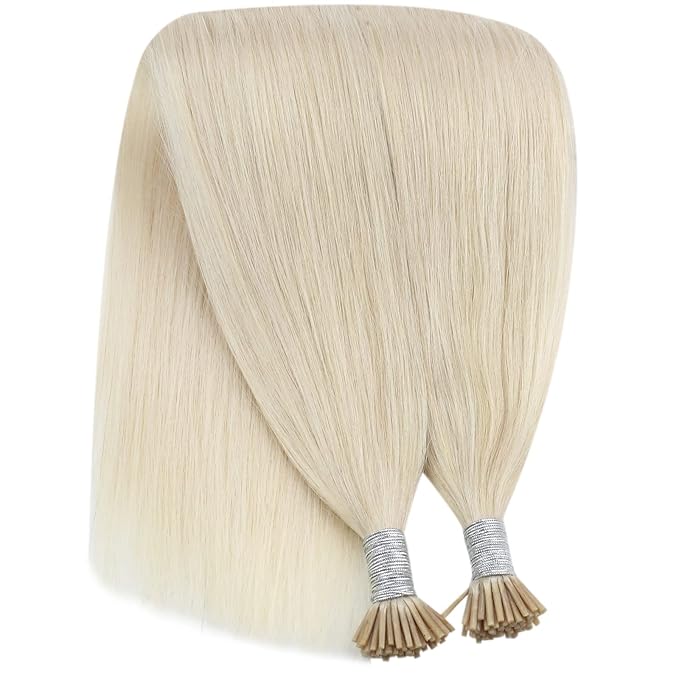 YoungSee I Tip Hair Extensions Human Hair Blonde I Tip Extensions Platinum Blonde 16 Inch Itip Hair Extension Real Human Hair 80s 50g Itip Hair Extension Soft for Engagement