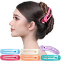 RC ROCHE 6 Pcs Flat Claw Hair Clips for Women Alligator French Barrette Long Thick Hair Duckbill Curved No Slip Grip Lay Flat Side Slide Firm Classic Styling, Medium Pastel