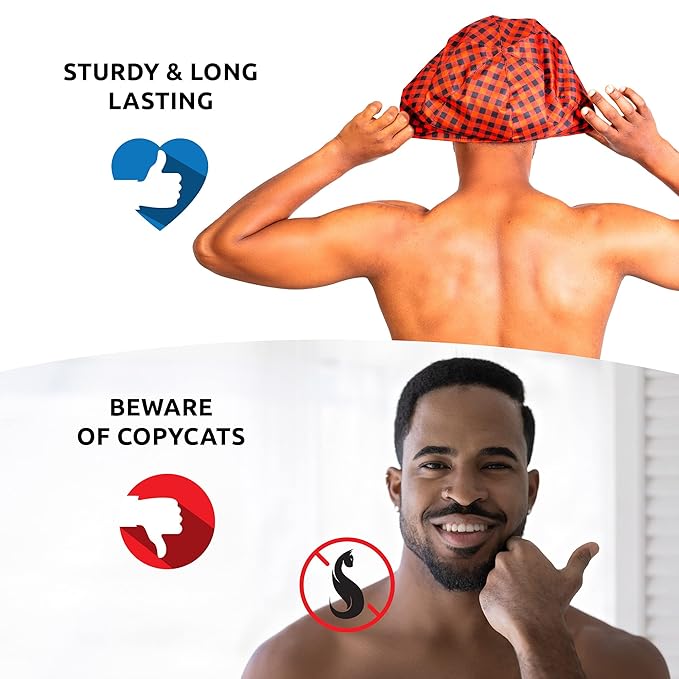 Shower Cap for Men. Stay dry, stay manly. For dreadlocks, braids, curls and man-buns.