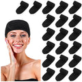 30 Pcs Spa Headband, Facial Head Wrap for Women Adjustable Makeup Stretch Towel with Tape Fit Face Washing Shower Facial Mask Yoga(Black)