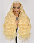 613 13x6 Lace Front Wig Human Hair 180 Density Body Wave Blonde Wig Human Hair 613 HD Lace Frontal Wigs 100% Real Human Hair No Synthetic Blend No Tangle No Shedding Triple Lifespan 3X 24 Inch