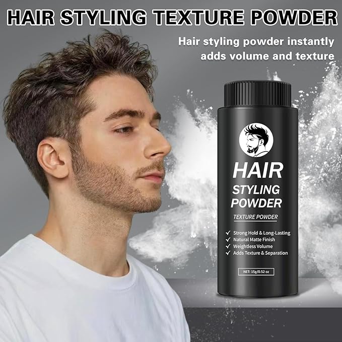 DAMUSI Hair Styling Powder for Men & Women - Volumizing and Texturizing Powder Matte Finish Natural Look Mattifying Hair Texture powder All-Day Hold(2PCS)