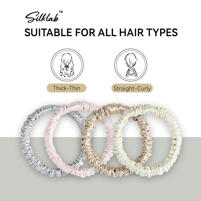 22 Momme 100% Mulberry Silk Scrunchies (2 Pack, Light Pink), Well- Hold Elastic for No-Damage, 6A, Soft Hair Ties, Reduces Frizz & Breakage, OEKO-TEX Certified