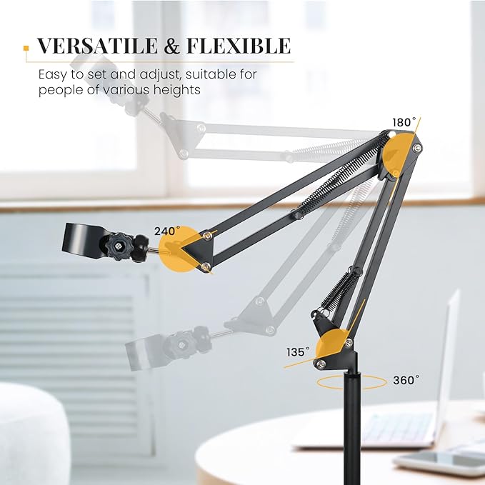 INNOLIFE Hands Free Hair Dryer Stand - Adjustable Height, 360° Rotating with Heavy Base for Hands-Free Drying