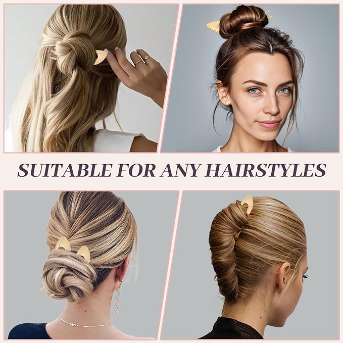 2PCS 5Inch French Hair Pins Large U-Shaped Pins for Women and Girls Fashion Metal Hair Pin French Twist Hair Pins for Buns, Updos,Stylish and Functional(set6-gold)