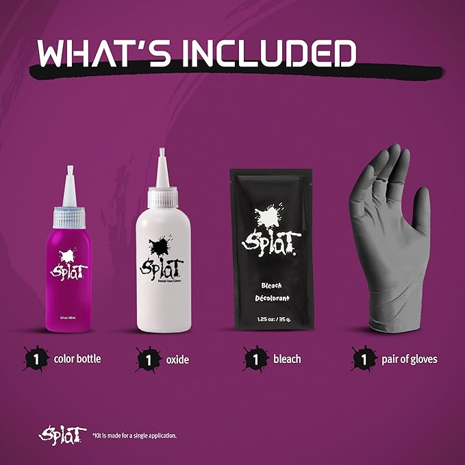 Splat Berry Blast Semi Permanent Hair Dye Kit with Bleach, 1 Application, Includes Purple Pink Hair Dye, Oxide & Bleach Powder, Vegan & Cruelty Free Hair Color