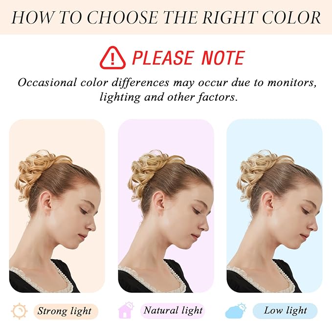 Large Messy Bun Hair Piece Curly Synthetic Extensions Scrunchies Fake Chignon Updo Hairpieces for Women Dark Brown Highlights