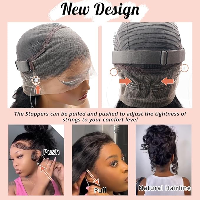 360 Lace Front Wigs Human Hair Body Wave 200% Density 26 Inch Upgraded Hidden Straps 360 HD Full Lace Wigs Human Hair With Drawstring Pre Plucked With Baby Hair for Women Natural Black