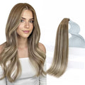 Sunny Hair Tape in Hair Extensions Human Hair 14 Inch Hair Extensions Real Human Hair Tape in Extensions for Women Cool Brown to Light Brown Balayage Blonde Invisible Remy Hair Skin Weft 20Pcs 50g