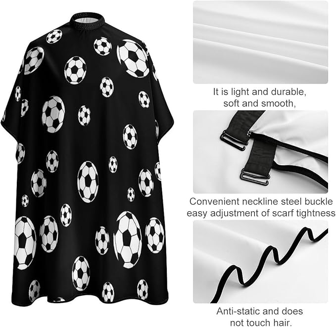 Large Long Hair Cut Cape, Hairdressing Haircut Apron Soccer Balls Football Hair Cutting Cloak for Hairdressers