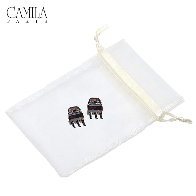 Camila Paris NV123 French Hair Clip for Women, Small Set of 2 Tortoise Girls Hair Claw Clips Jaw. Fashion Durable Styling Hair Accessories for Women, Strong Hold No Slip Grip, Made in France