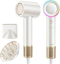 High-Speed Hair Dryer, 160,000 RPM Brushless Motor for Ultra-Fast Drying,500M Ionic Negative for Frizz Reduce, Low Noise Thermo-Control Blow Dryer with Diffuser for Curly Hair Women and Men,White