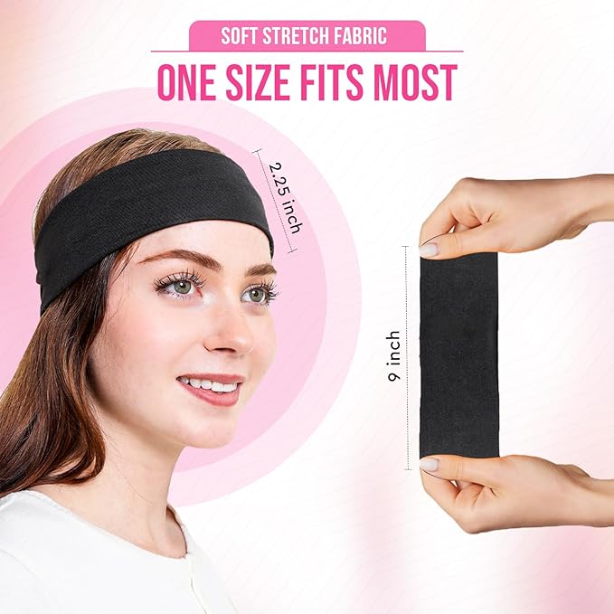 Styla Hair Headbands for Women Stretch Fashion Head Bands 10 Pack Non-Slip Head Wraps Great for Spa, Sports, Yoga, Pilates, Running, Gym Headband, Workouts (Black Grey)