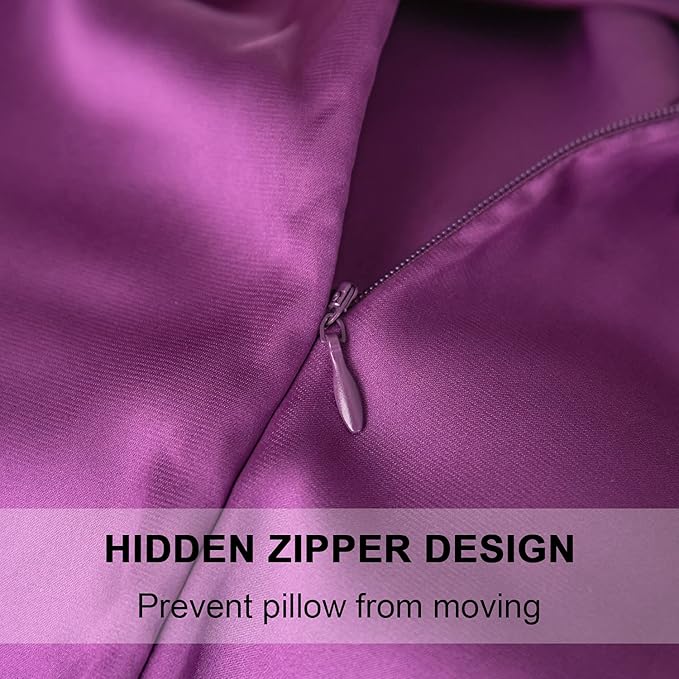 Mulberry Silk Pillowcase for Hair and Skin,Standard Size Cooling Silk Pillow Case with Hidden Zipper,Allergen Proof Dual Sides Soft Breathable Smooth Silk Pillow Cover for Women(Standard,Purple)