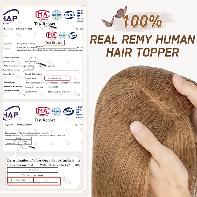 Rich Choices Real Human Hair Toppers for Women With Bang 100% Remy Human Hair Topper for Thinning Hair Clip in Silk Base Hair Topper 10 Inch #6 Light Brown