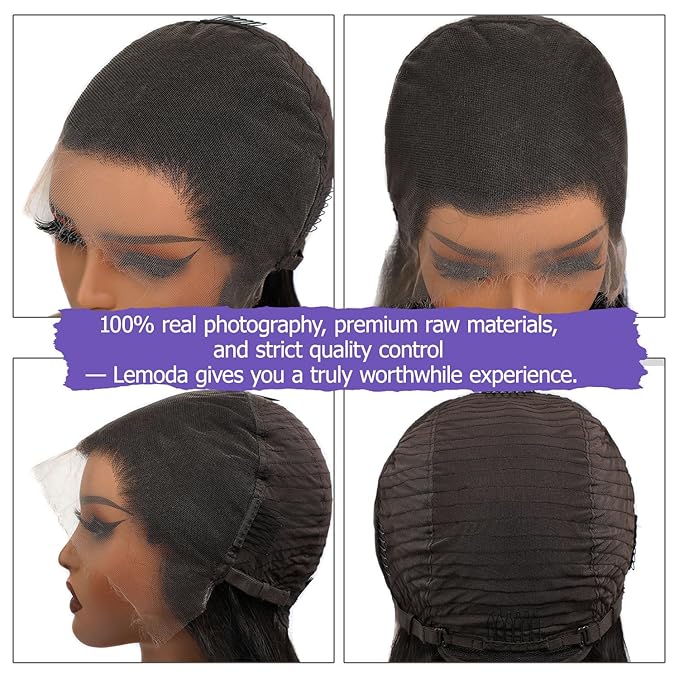 Lemoda Full 13x6 SKINLIKE Real HD Lace Frontal Wigs 15A 30Inch Brazilian Straight Virgin Human Hair Lace Frontal Wigs 200% Invisible 0.1mm Ultra-thin Frayed Ends Lace Front Wig Pre Plucked Tiny Knots