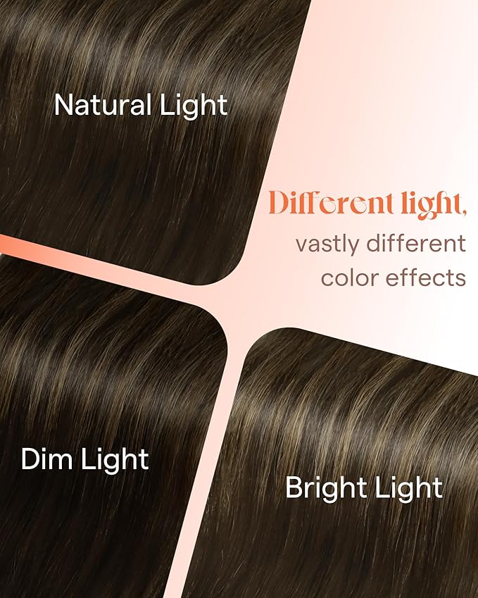 Sunny Hair Tape in Hair Extensions Real Human Hair Invisible Remy Hair Extensions Tape ins for Women Darkest Brown Ombre Medium Brown Balayage 14 inch 25G