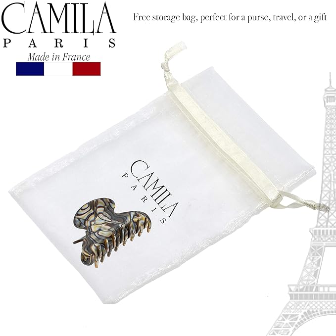 Camila Paris CP3058 French Hair Clip for Women, Onyx, for Thick Long Curly Wavy Hair, Jaw Clip, Strong Hold No Slip Grip, Made in France