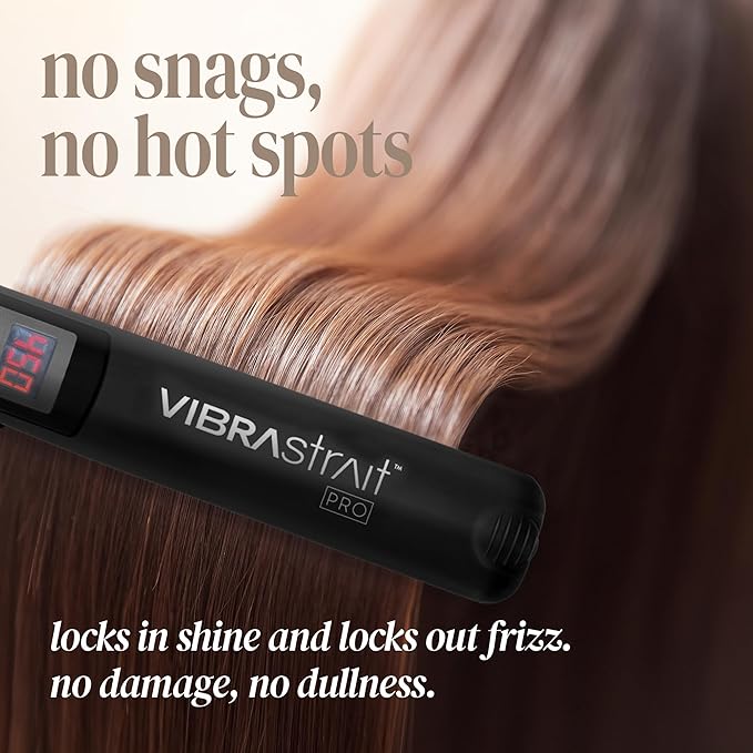 Pro Vibrating Ceramic Tourmaline Ionic Flat Iron, 1.75-inch | Fast, Frizz-Free Ceramic Hair Straightener: Easy, Gentle Glide for Waves, Curls, Smooth Hair | Professional Hair Styling Tools