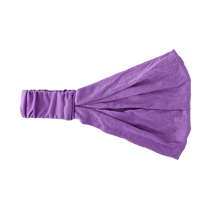Motique Accessories Wide Cotton Head Band Solid Boho Yoga Style Soft Hairband (Light Purple)