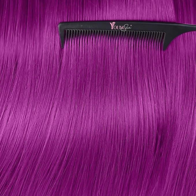 YoungSee Tape in Hair Extensions Real Human Hair Purple Invisible Tape in Human Hair Extension Purple 18 Inch Human Hair Tape in Extensions Colored 10pcs 25g Prom Night