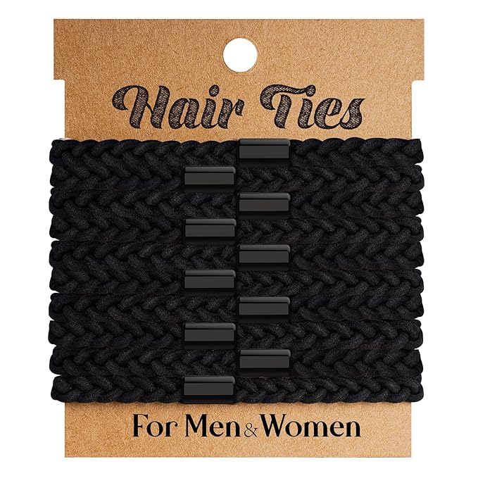 EasYoung 10pcs Braided Hair Ties for Thick & Curly Hair, No Crease Coils for Men & Women with Long Hair