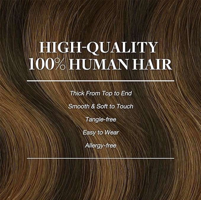 GOO GOO Clip in Hair Extensions Real Human Hair, Remy Human Hair Extensions Clip ins for Women, Natural Human Hair, 24inch 150g 9Pcs, #2/6/2 Balayage Dark Brown to Chestnut Brown