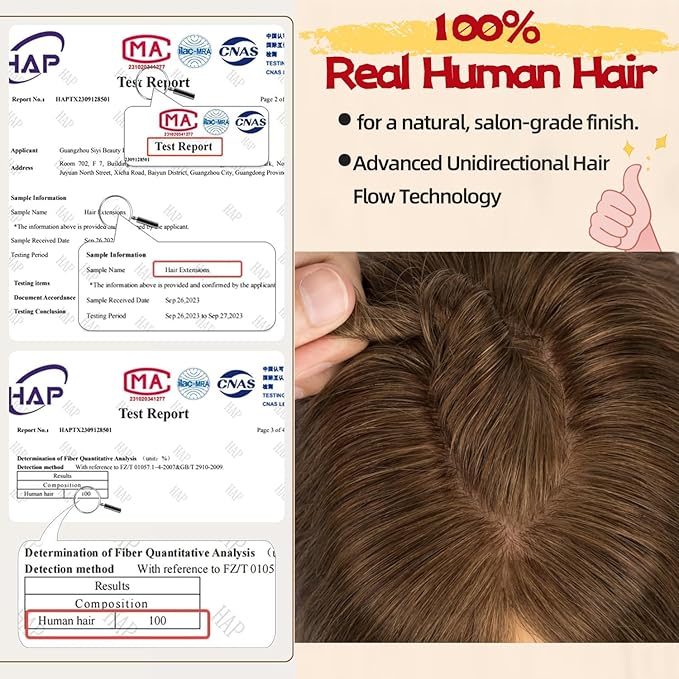 Rich Choices Human Hair Toppers for Women-100% Real Remy Hair Topper with 3D 360°Bang-Upgraded 150% Density 9 * 12CM Lace Base-Clip in Hairs topper for Thinning Hairs-10Inch #4 Medium Brown