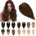 SEGO Human Hair Toppers for Women With Thinning Hair, 7 * 13CM Silk Base 100% Real Human Hair Clip in Top Wiglet Hairpieces /14 Inch No Bangs Medium Brown