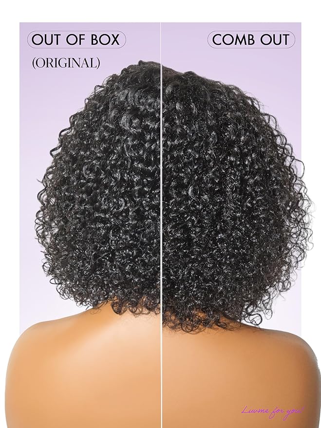 LUVME HAIR Wet and Wavy 5x5 Closure Water Wave Short Curly Bob Glueless Wigs Human Hair Pre Plucked Pre Cut Lace Side Part 100% Human Hair Wig 14 Inches