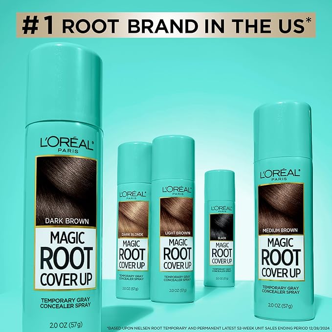 L'Oreal Paris Magic Root Cover Up Gray Concealer Spray Black 2 oz.(Packaging May Vary)