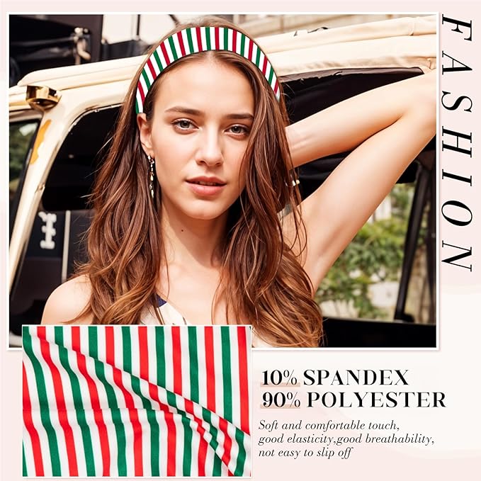 4PCS Christmas Headbands for Women Trendy Wide Head Bands for Women's Hair Non Slip Wraps Elastic Stretchy Bandanas Workout Hair Bands Fashion Hair Accessories Birthday Gifts for Valentines
