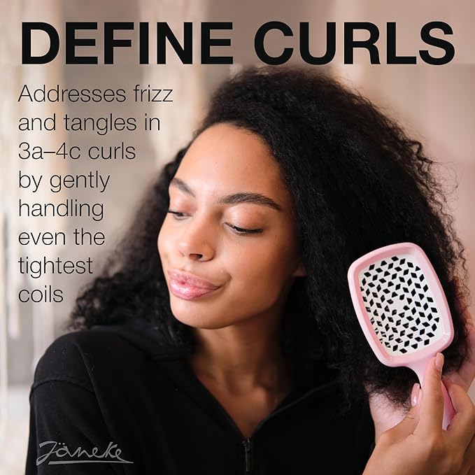 Janeke Superbrush Detangling Brush for Soft Smoothing Hair Brushing with Anti-Static Bristles - Vented Wet Hair Brush for Blow Drying Use - Perfect for Curly, Thick, Wavy, Fine Hair Types (Pink)