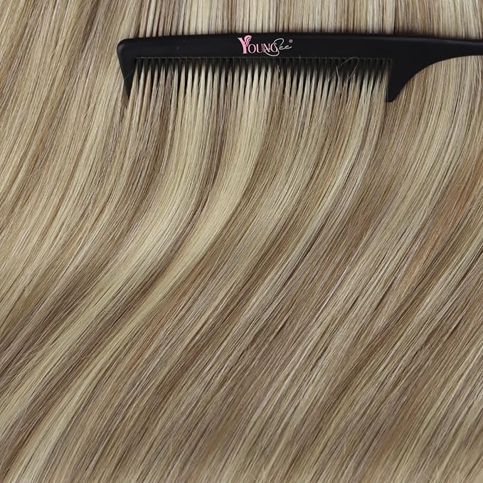 YoungSee Tape in Extensions Human Hair Brown to Blonde Tape Hair Extensions Real Human Hair Light Brown Highlight Blonde Tape-in Hair Extension Remy for Women Silky Straight Hair 16 Inch 20pcs 50g
