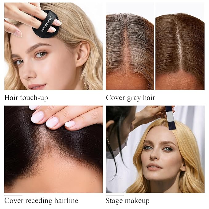 Root Touch Up Hair Color – 3 Color Blendable Hairline Powder for Gray Coverage, Root Cover Up & Thinning Edges – 48H Sweat Resistant, Natural Finish for Women & Men – Dark Brown