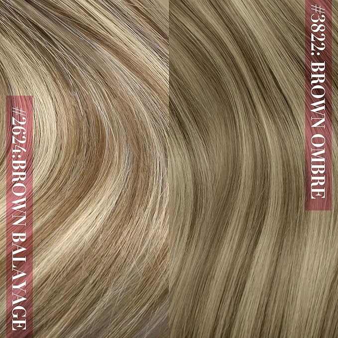 YoungSee 150G Clip in Human Hair Extensions Balayage Walnut Brown Ombre Light Brown with Blonde Long Human Hair Clip in Extensions Balayage Clip in Hair Extensions Straight Hair 24inch 7pcs