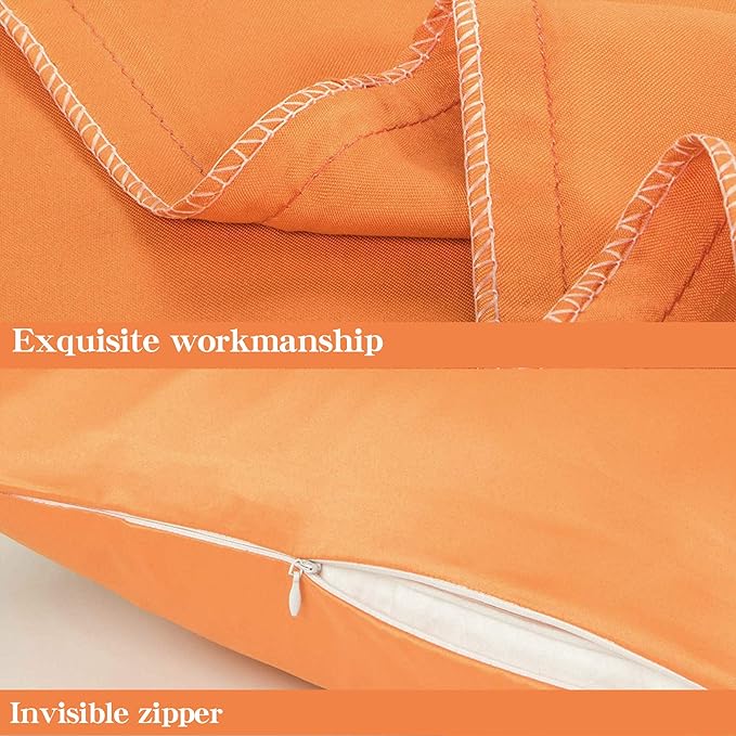 NTBAY Zippered Satin Pillow Cases for Hair and Skin, Luxury Queen Hidden Zipper Pillowcases Set of 2, 20x30 Inches, Orange