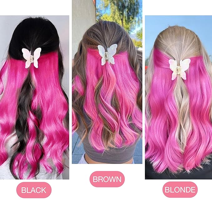 GOO GOO Tape in Hair Extensions Human Hair, Pink, 20inch 30g 10pcs, Colored Tape ins Human Hair Extensions, Silky&Soft Invisible Tape Ins, Hair Highlighted for Party
