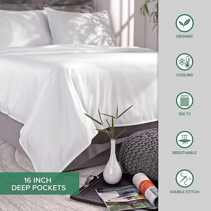 King Pillowcases by Pure Bamboo, Genuine 100% Organic Viscose Derived from Bamboo, Luxuriously Soft & Cooling, Double Stitching, Envelope Closure (2 King Pillowcases, Jacquard White)