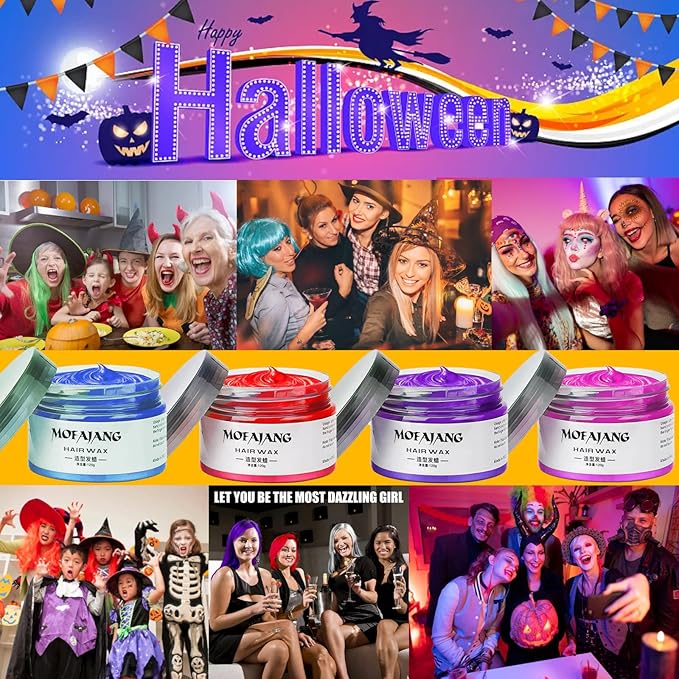EFLY Temporary Hair Color Chalk, Hair Wax Color For Gifts, Birthday,Party, Cosplay DIY, Halloween, Christmas (4, Red Purple Blue Pink)