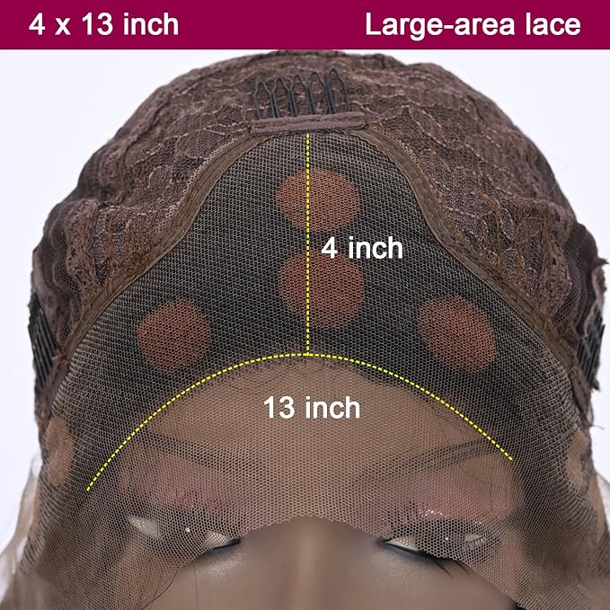 Long Brown with Highlight Synthetic Lace Front Wig Heat Resistant Body Wave Lace Front Wavy Wigs Free Part Natural Hair Wig for Women 24 Inch Fashion Glueless (24 Inch)