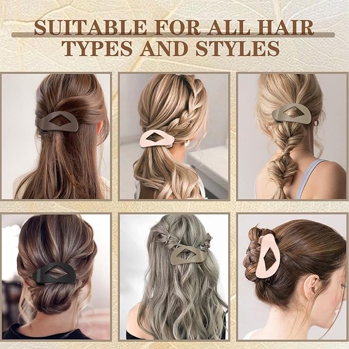 Flat Hair Claw Clips for Women,Matte Medium Hair Clips for Thick & Thin Hair- Comfortable Everyday Use for Office, Yoga, Party & Casual Styling (4PCS K)