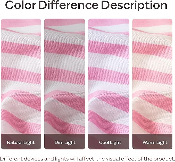 JELLYMONI 100% Natural Cotton Striped King Pillowcases Set, 2 Pack Pink Striped Pattern Printed Pillow Covers with Envelope Closure(Pillows are not Included)