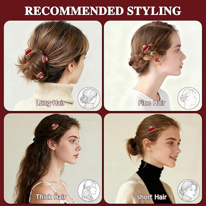 2026 Premium Durable Hair Claw Clip for Women, Original Italian Designed Strong Grip Hair Bang Clips for Thin Hair, No Slip Jaw Clips with Gift Box for Christmas Birthday Girls, 1.2" Red Minimal