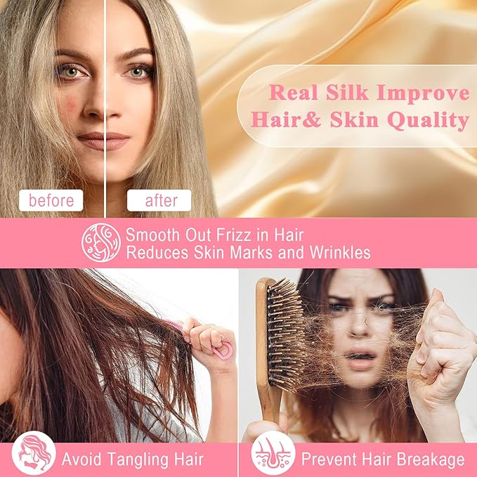 100% Pure Silk Pillowcase 2 Pack for Hair and Skin, Both Sides 23 Momme Grade 6A+ Mulberry Silk Pillowcases with Hidden Zipper, Soft&Smooth Cooling Pillow Cases (Champagne, King 20x36)