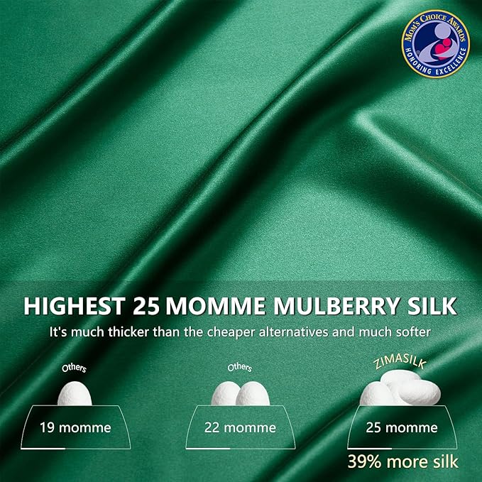 ZIMASILK 25 Momme 100% Pure Mulberry Silk Pillowcase for Hair and Skin Care, Highest Grade 6A Pillow Cases for Women, Long-Lasting Durablity, Gift for Women Men, 1Pc (Queen 20"x30", Blackish Green)