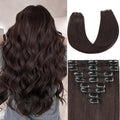 Dark Brown Clip in Hair Extensions Real Human Hair Invisible Seamless Remy Human Hair Clip in Extensions for Women 22 Inch 110g, 8pcs Per Set with Double Weft