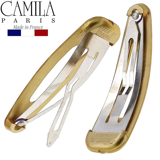 Camila Paris CP3092 French Hair Barrettes Clips, Snap Hair Slides Clic Clac for Women, Styling Girls Side Slide-in Metal Snap Pin Hair Accessories for Women. Strong Hold, No Slip Grip, Made in France